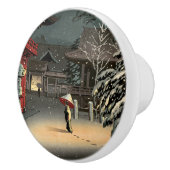 Tsuchiya Koitsu - Sneeuw op Nezu Shrine Keramische Knop (Rechts)