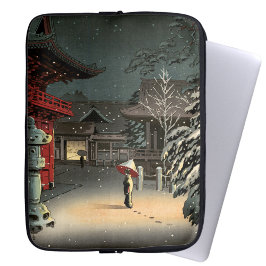 Tsuchiya Koitsu - Sneeuw op Nezu Shrine Laptop Sleeve