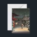 Tsuchiya Koitsu - Sneeuw op Nezu Shrine Notitiekaartje<br><div class="desc">Sneeuw op Nezu Shrine / Voman in Snow - Tsuchiya Koitsu,  Woodblock color print,  1934</div>