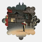 Tsuchiya Koitsu - Sneeuw op Nezu Shrine Ornament Kaart (Achterkant)