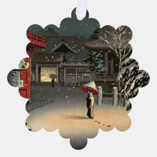 Tsuchiya Koitsu - Sneeuw op Nezu Shrine Ornament Kaart