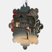 Tsuchiya Koitsu - Sneeuw op Nezu Shrine Ornament Kaart (Links)