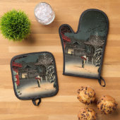 Tsuchiya Koitsu - Sneeuw op Nezu Shrine Ovenwant & Pannenlap Set (Top down)