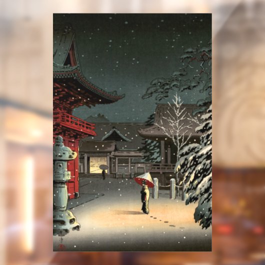 Tsuchiya Koitsu - Sneeuw op Nezu Shrine Raamsticker (Vel 2)