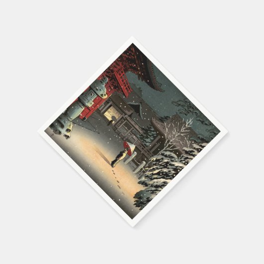 Tsuchiya Koitsu - Sneeuw op Nezu Shrine Servet (Hoek)