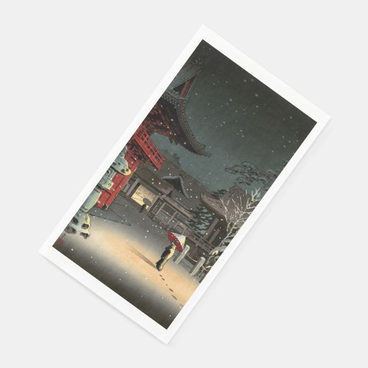 Tsuchiya Koitsu - Sneeuw op Nezu Shrine Servet (Hoek)