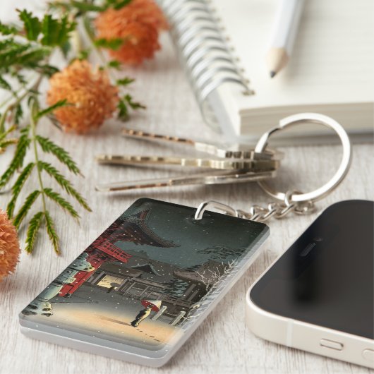 Tsuchiya Koitsu - Sneeuw op Nezu Shrine Sleutelhanger (Voorkant Rechts)