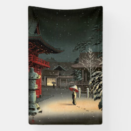 Tsuchiya Koitsu - Sneeuw op Nezu Shrine Spandoek