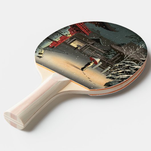 Tsuchiya Koitsu - Sneeuw op Nezu Shrine Tafeltennisbatje (Voorkant Gekanteld)