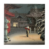 Tsuchiya Koitsu - Sneeuw op Nezu Shrine Tegeltje (Voorkant)