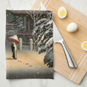 Tsuchiya Koitsu - Sneeuw op Nezu Shrine Theedoek (Quarter Fold)