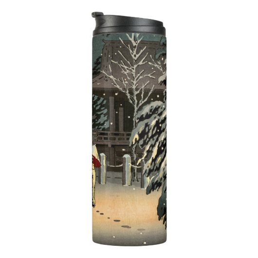 Tsuchiya Koitsu - Sneeuw op Nezu Shrine Thermosbeker (Geroteerd rechts)