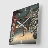 Tsuchiya Koitsu - Sneeuw op Nezu Shrine Vierkante Klok (Hoek)