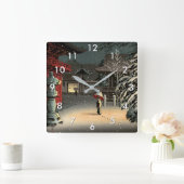 Tsuchiya Koitsu - Sneeuw op Nezu Shrine Vierkante Klok (Huis)