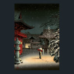 Tsuchiya Koitsu - Snow at Nezu Shrine Poster<br><div class="desc">Snow at Nezu Shrine / Woman in Snow - Tsuchiya Koitsu,  Woodblock color print,  1934</div>