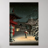 Tsuchiya Koitsu - Snow at Nezu Shrine Poster (Voorkant)