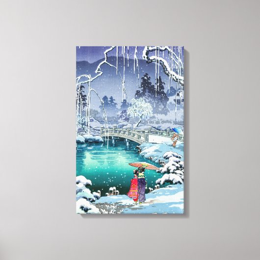 Tsuchiya Koitsu - Voorjaarssneeuw bij Maruyama Canvas Afdruk (Voorkant)