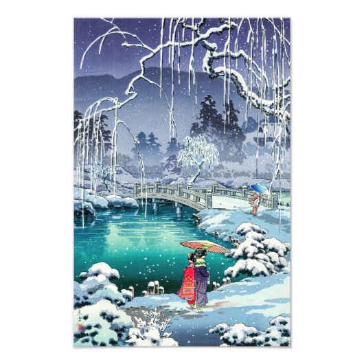 Tsuchiya Koitsu - Voorjaarssneeuw bij Maruyama Foto Afdruk (Voorkant)