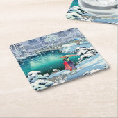 Tsuchiya Koitsu - Voorjaarssneeuw bij Maruyama Kartonnen Onderzetters (Schuin)