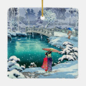 Tsuchiya Koitsu - Voorjaarssneeuw bij Maruyama Keramisch Ornament (Achterkant)