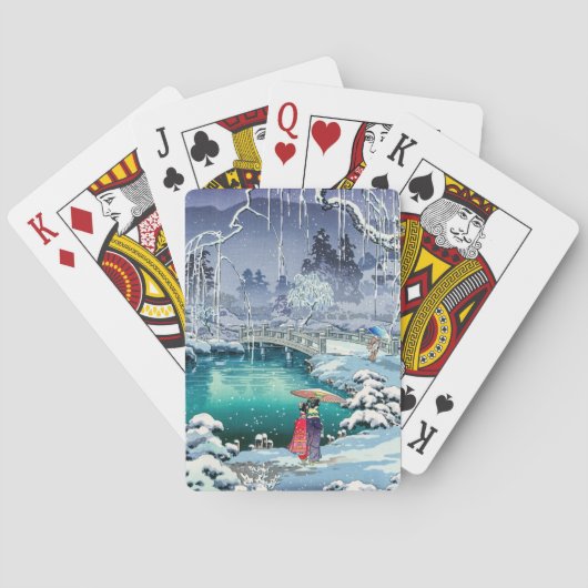 Tsuchiya Koitsu - Voorjaarssneeuw bij Maruyama Pokerkaarten (Achterkant)