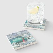 Tsuchiya Koitsu - Voorjaarssneeuw bij Maruyama Stenen Onderzetter (Zijkant)