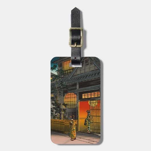 Tsuchiya Koitsu - zijstraat Araki in Yotsuya Bagagelabel (Voorkant verticaal)