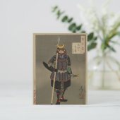 Tsuki hyakushi - Akiyama Buemon (1886) Samarai Briefkaart (Staand voorkant)