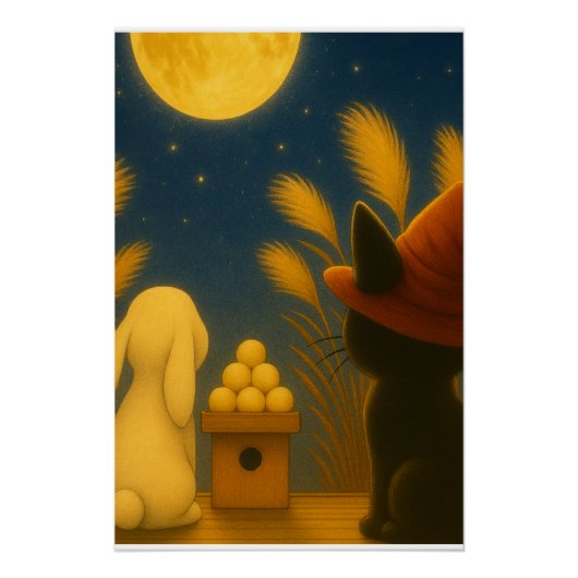 tsukimi, moon viewing, japanese autumn, mid autumn perfect poster (Voorkant)