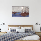 Tsukudajima en het district Fukagawa Canvas Afdruk (Insitu (Slaapkamer))