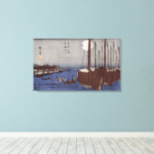 Tsukudajima en het district Fukagawa Canvas Afdruk (Insitu (Houten vloer))