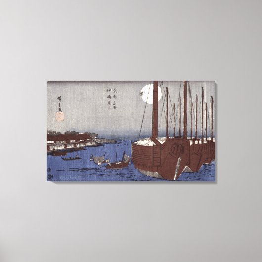 Tsukudajima en het district Fukagawa Canvas Afdruk (Voorkant)