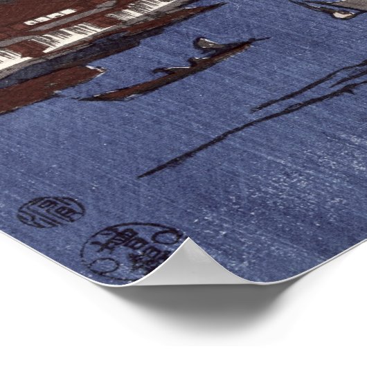 Tsukudajima en het district Fukagawa Poster (Hoek)