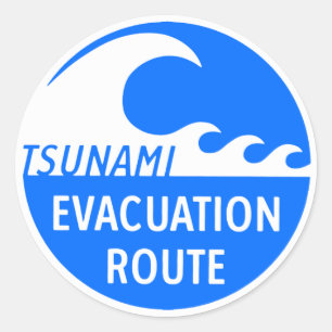Tsunami Evacuatieroute Ronde Sticker