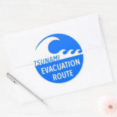 Tsunami Evacuatieroute Ronde Sticker (Envelop)