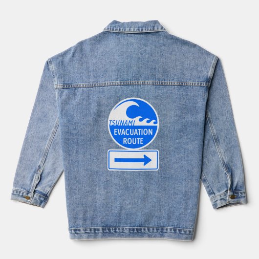 Tsunami Evacuation Route Denim Jacket (Achterkant)