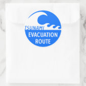 Tsunami Evacuation Route Ronde Sticker (Tas)