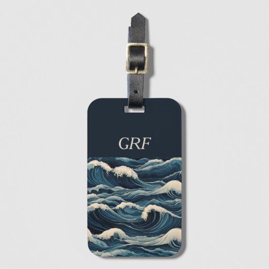 tsunami-golven bagagelabel (Voorkant (verticaal))