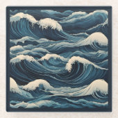 tsunami-golven glazen onderzetter (Voorkant)