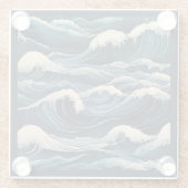 tsunami-golven glazen onderzetter (Achterkant)