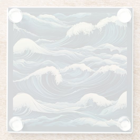 tsunami-golven glazen onderzetter (Achterkant)