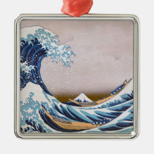 Tsunami Grote Golf bij Kanagawa Japan door Hokusai Metalen Ornament
