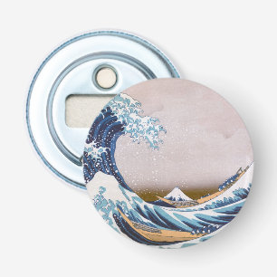 Tsunami Grote Golf van Kanagawa Japan door Hokusai Button Flesopener