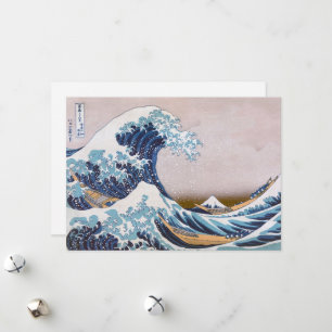 Tsunami Grote Golf van Kanagawa Japan door Hokusai Feestdagenkaart