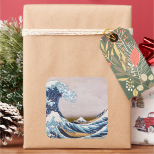 Tsunami Grote Golf van Kanagawa Japan door Hokusai Vierkante Sticker