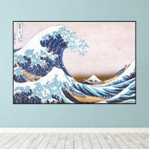 Tsunami Grote Golf voor Kanagawa Japan door Hokusa Canvas Afdruk
