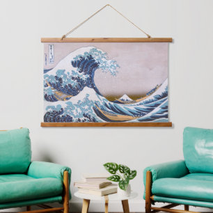 Tsunami Grote Golf voor Kanagawa Japan door Hokusa Hangend Wandkleed