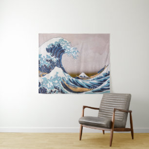 Tsunami Grote Golf voor Kanagawa Japan door Hokusa Wandkleed