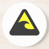 Tsunami Hazard Sign Zandsteen Onderzetter (Voorkant)