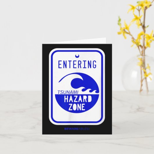 Tsunami Hazard Zone Road Sign Funny Beach and Shor Kaart (Gele Bloem)